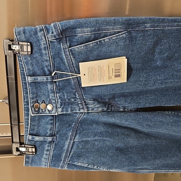 💕SEZANE💕 Sama High Waisted Tapered Jeans ~ Blue Denim 36 EU = US 4 NWT - Picture 12 of 16